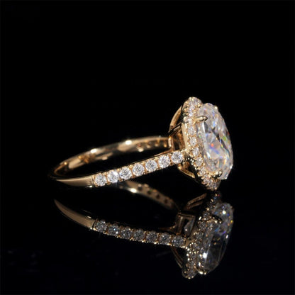 14K GOLD OVAL CUT HALO MOISSANITE ENGAGEMENT RING VTRG1020