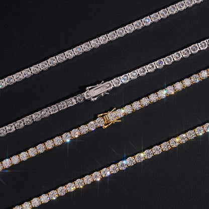 .925 SILVER RD CUT MOISSANITE TENNIS CHAIN 5MM VTNL1001