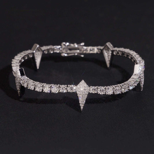 .925 SILVER ROUND CUT MICRO LAB GROWN DIAMONDS ARROWHEAD BRACELET VTBL5012