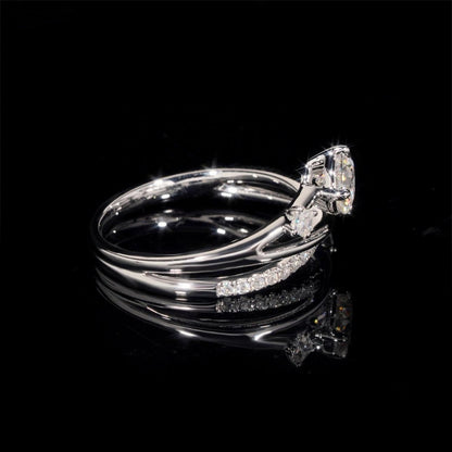 14K GOLD ROUND WITH SIDE PRINCESS CUT MOISSANITE ENGAGEMENT RING VTRG1026