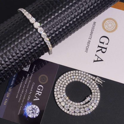 .925 SILVER GRADUATING ROUND CUT MOISSANITE TENNIS CHAIN 5MM VTNL1003