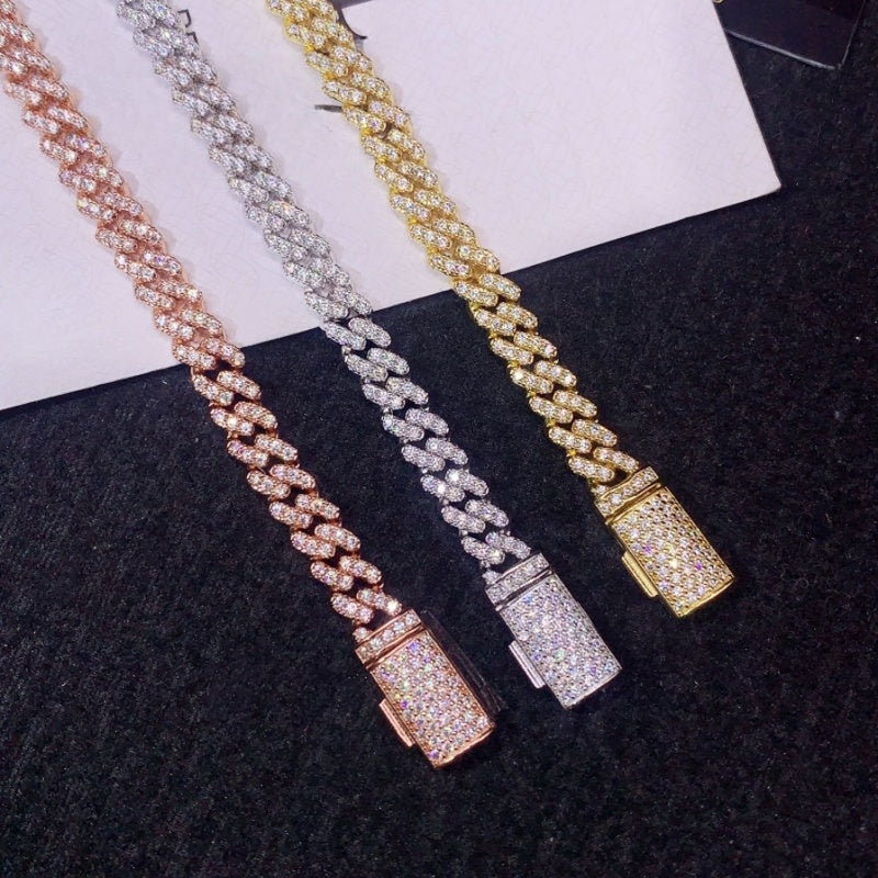 .925 SILVER CUBAN LINK ICED MOISSANITE BRACELET 6MM VTBL5001