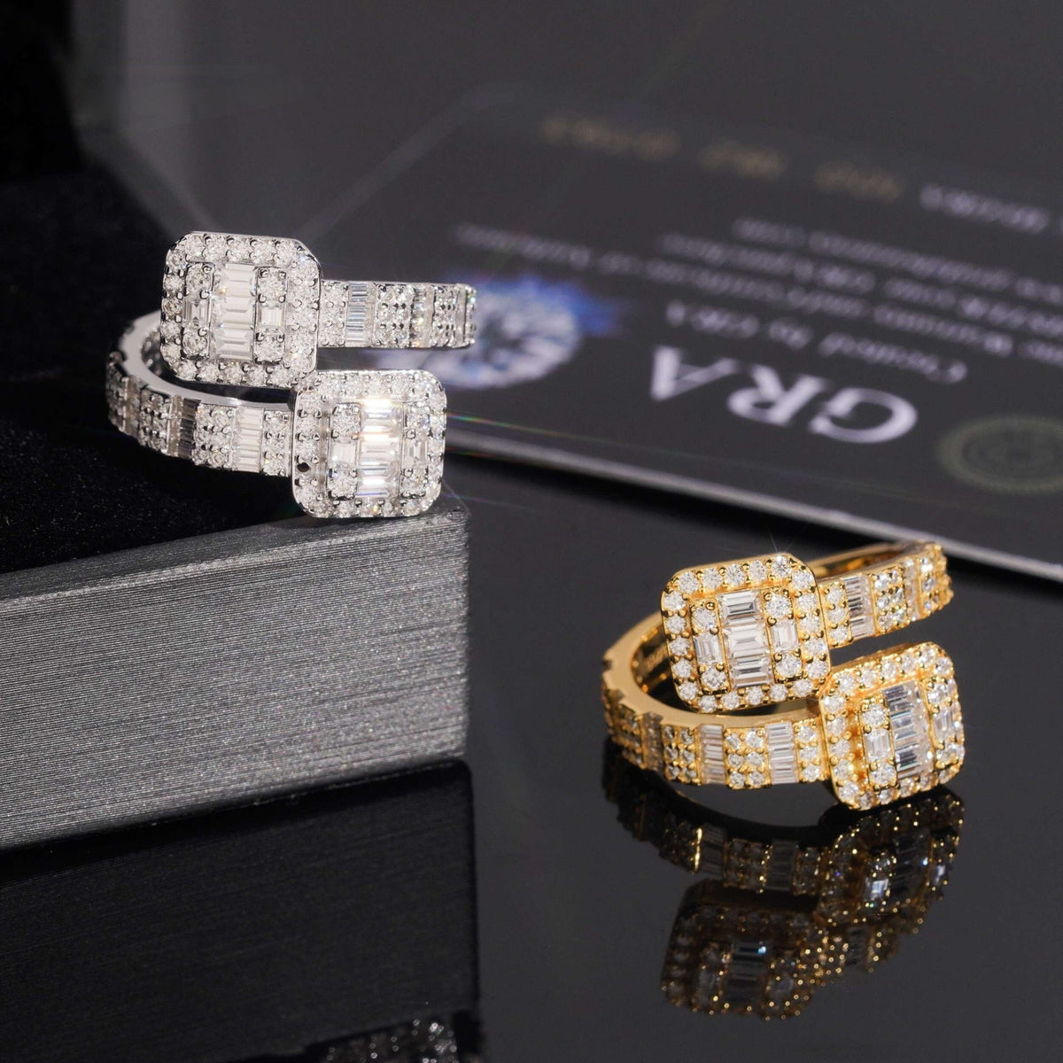 .925 SILVER GEOMETRIC GRID DESIGN MOISSANITE STONES MULTI-ROW SETTING VTRG0005