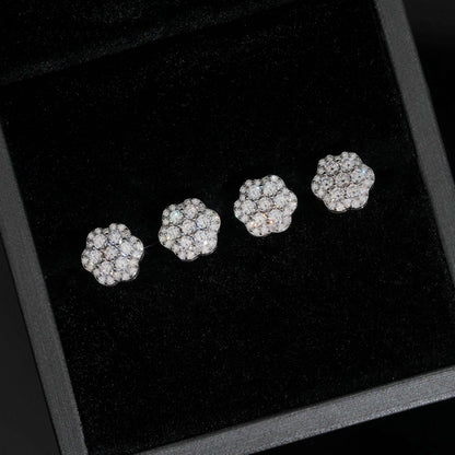 .925 SILVER FLORAL ROUND CUT MOISSANITE STUD EARRING VTER1002