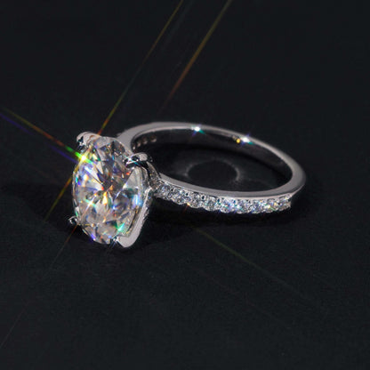 .925 SILVER OVAL CUT MOISSANITE ENGAGEMENT RING WITH MICRO PAVE VTRG1009