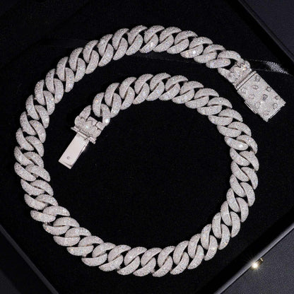 .925 SILVER MIAMI CUBAN MOISSANITE CHAIN MOSAIC SETTING 16MM VTNL0010