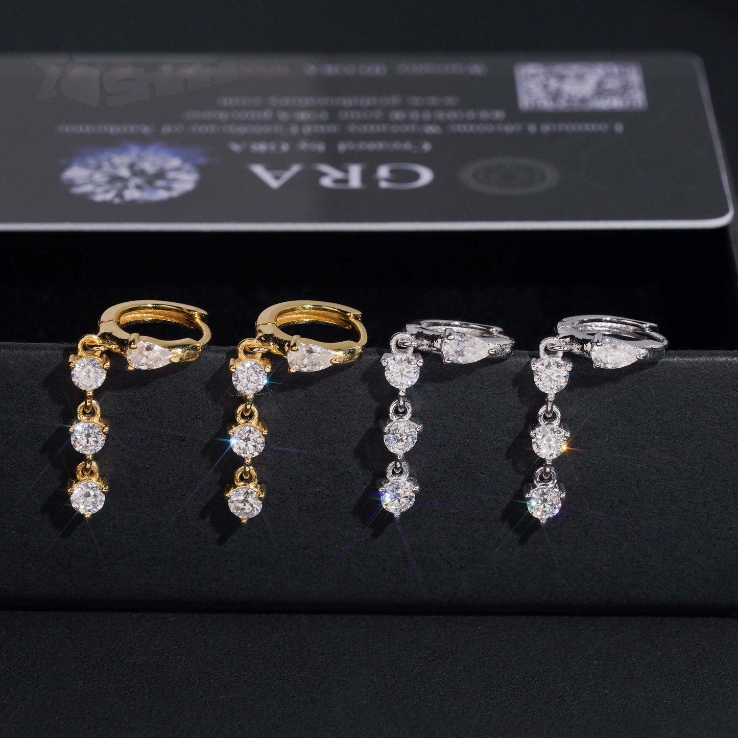 .925 SILVER RD CUT MOISSANITE  DROP EARRING VTER3001