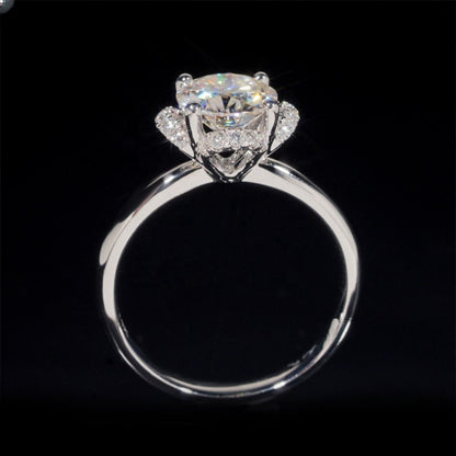 14K GOLD ROUND CUT HALO FLORAL MOISSANITE ENGAGEMENT RING VTRG1027