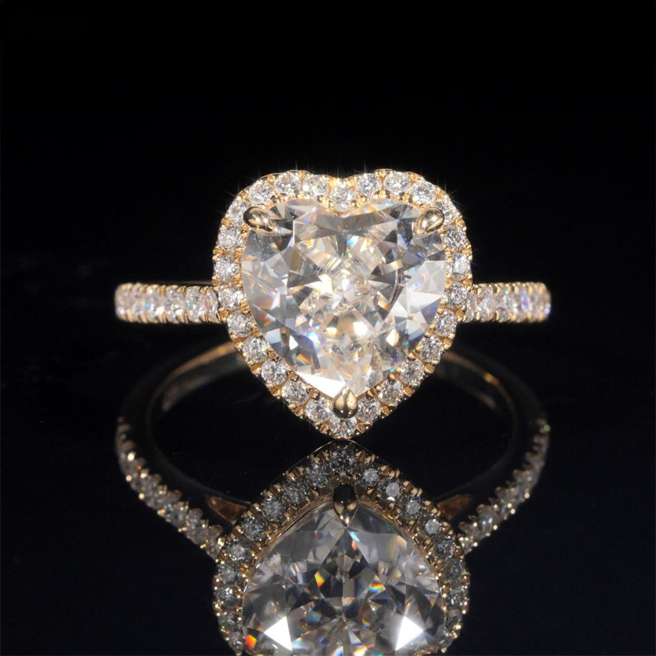 14K GOLD HEART CUT HALO MOISSANITE ENGAGEMENT RING VTRG1008
