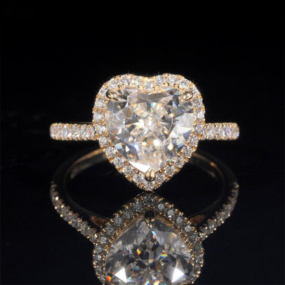 14K GOLD HEART CUT HALO MOISSANITE ENGAGEMENT RING VTRG1008