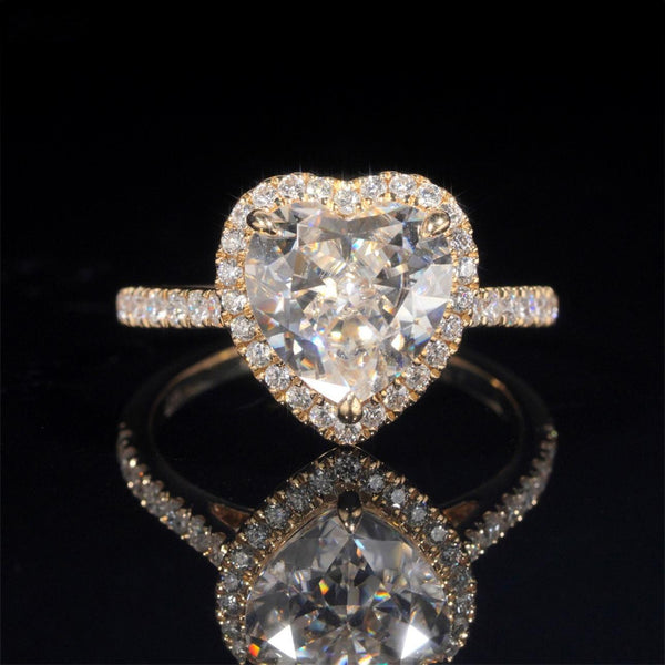 14K 3CT GOLD HEART CUT HALO MOISSANITE ENGAGEMENT RING VTRG1008