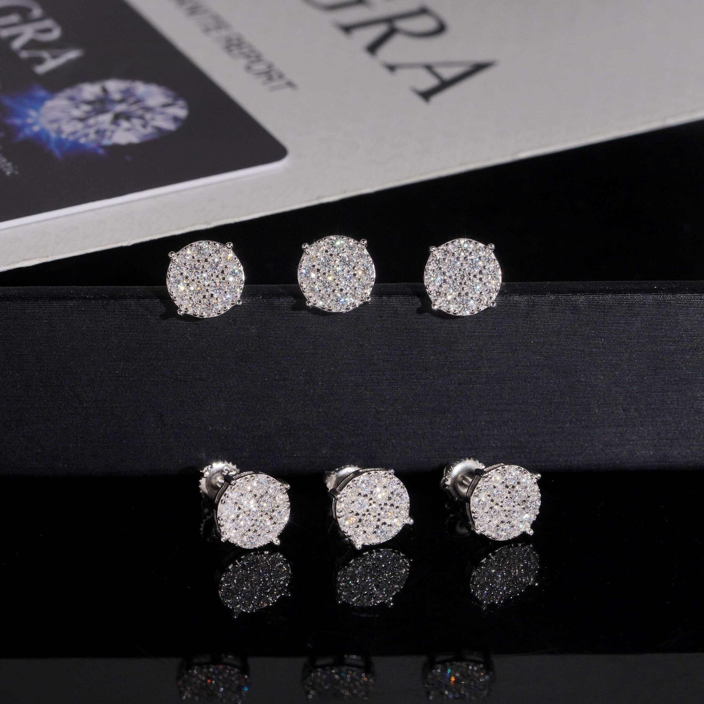 .925 SILVER CLUSTER ROUND CUT MOISSANITE STUD EARRING VTER1003