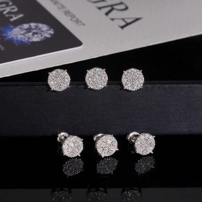 .925 SILVER CLUSTER ROUND CUT MOISSANITE STUD EARRING VTER1003