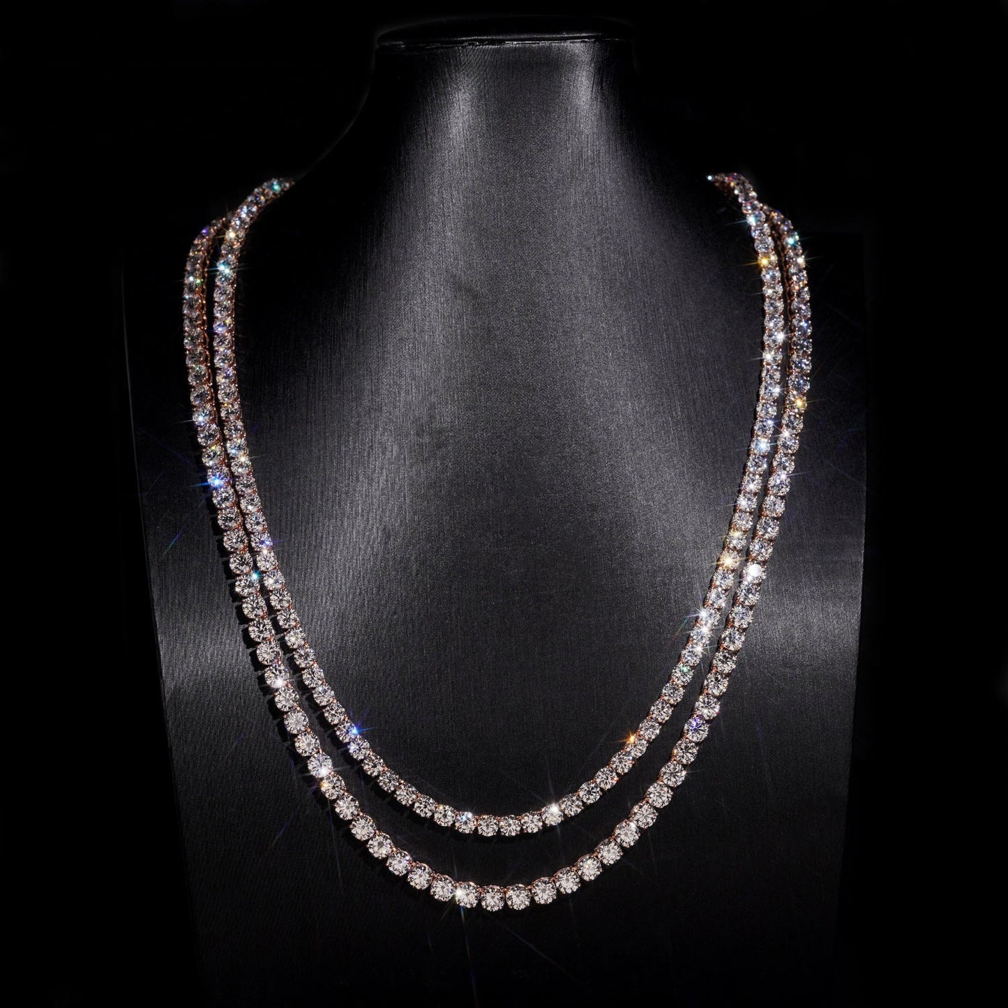 10K GOLD RD CUT MOISSANITE/LAB GROWN DIAMOND TENNIS CHAIN 2MM-5MM VTNL1007