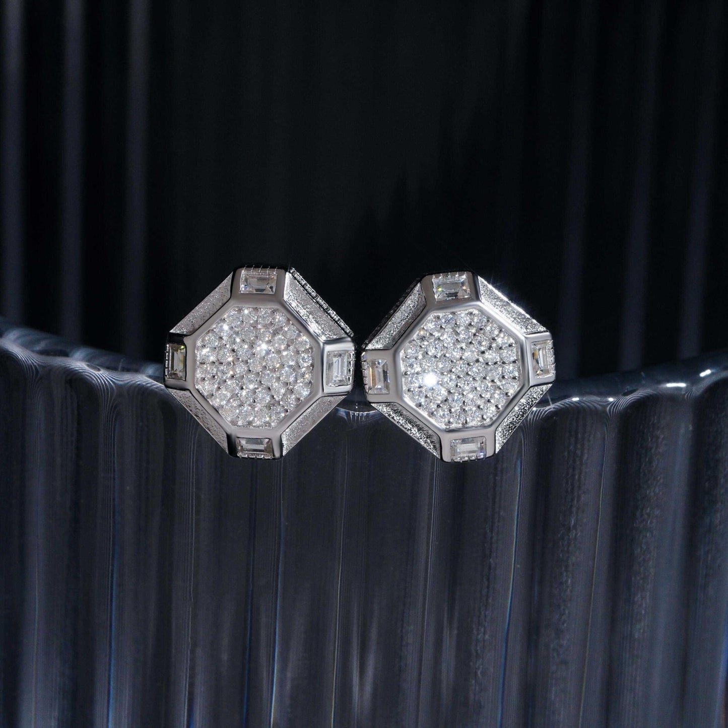 .925 SILVER OCTAGONAL SHAPED MOISSANITE STUD EARRING VTER1010