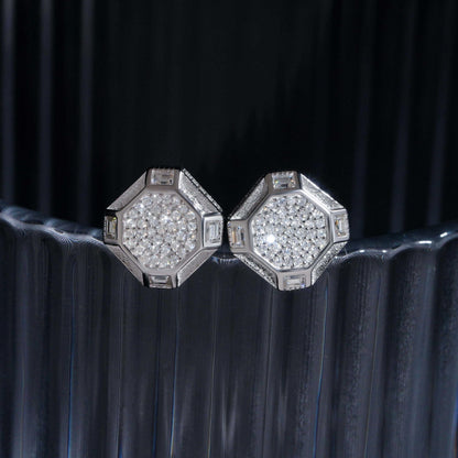 .925 SILVER OCTAGONAL SHAPED MOISSANITE STUD EARRING VTER1010