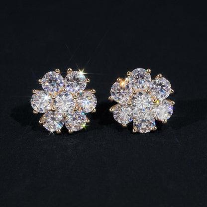 10K GOLD FLORAL BLOOM MOISSANITE STUD EARRING VTER1013