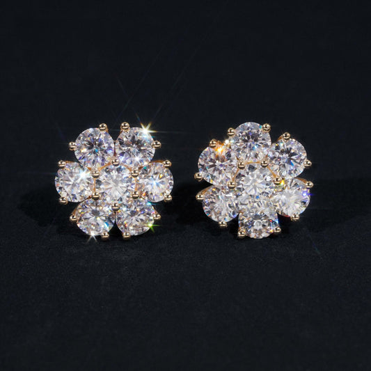10K GOLD FLORAL BLOOM MOISSANITE STUD EARRING VTER1013