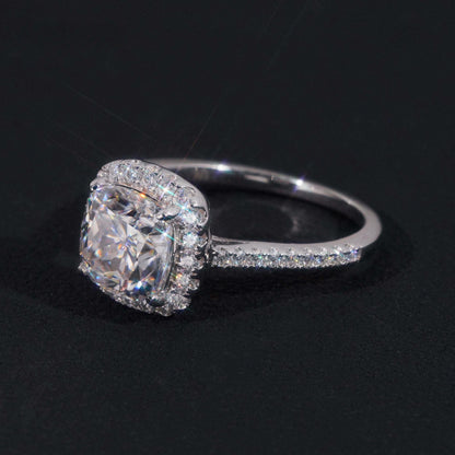 .925 SILVER HALO CUSHION CUT MOISSANITE ENGAGEMENT RING VTRG1016