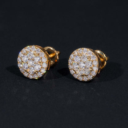 10K GOLD RADIANT ROUND CUT CLUSTER HALO MOISSANITE STUD EARRING VTER1015