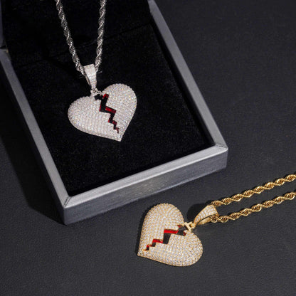 .925 SILVER BROKEN HEART MOISSANITE PENDANT VTPT0003