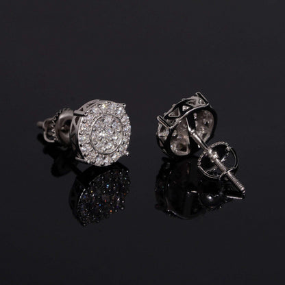 .925 SILVER CLUSTER ROUND CUT RADIANT HALO MOISSANITE STUD EARRING VTER1005