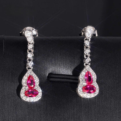.925 SILVER MULTI CUT VIVID PINK HALO MOISSANITE  DROP EARRING VTER3005