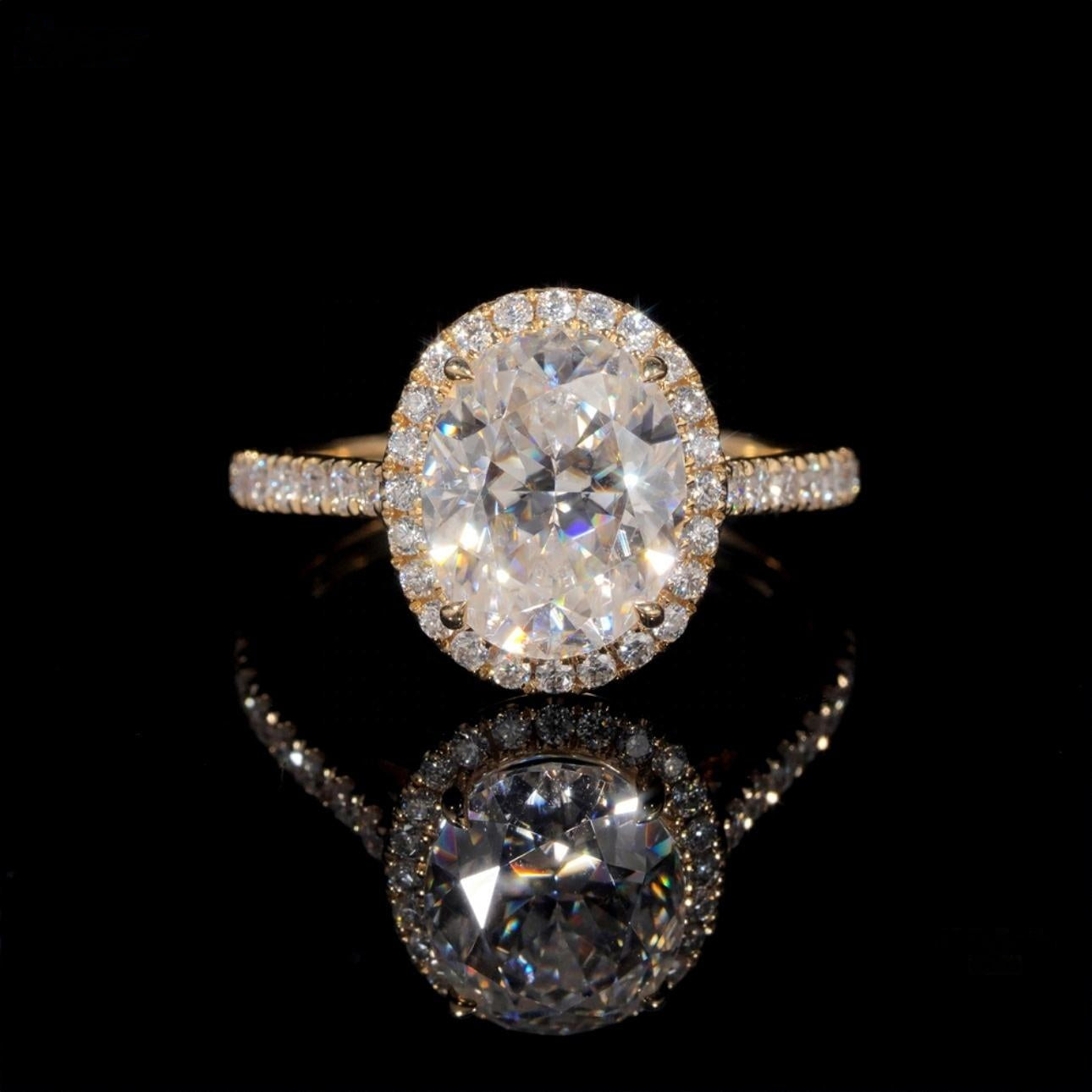 14K GOLD OVAL CUT HALO MOISSANITE ENGAGEMENT RING VTRG1020