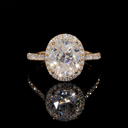 14K GOLD OVAL CUT HALO MOISSANITE ENGAGEMENT RING VTRG1020