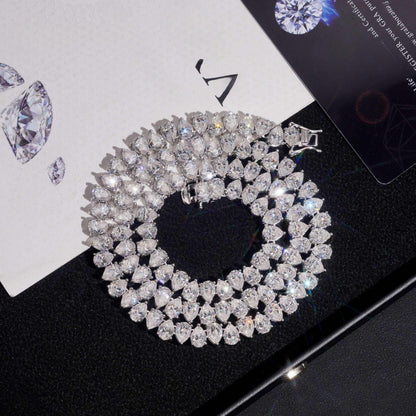 .925 SILVER PEAR CUT MOISSANITE TENNIS CHAIN VTNL1004
