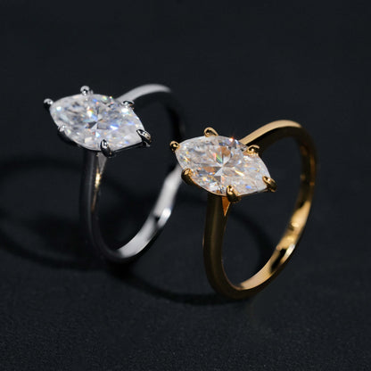 .925 SILVER MARQUISE CUT MOISSANITE ENGAGEMENT RING VTRG1006