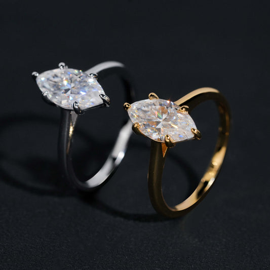.925 SILVER MARQUISE CUT MOISSANITE ENGAGEMENT RING VTRG1006