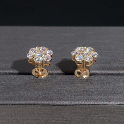 10K GOLD FLORAL SHAPED MOISSANITE STUD EARRING VTER1012