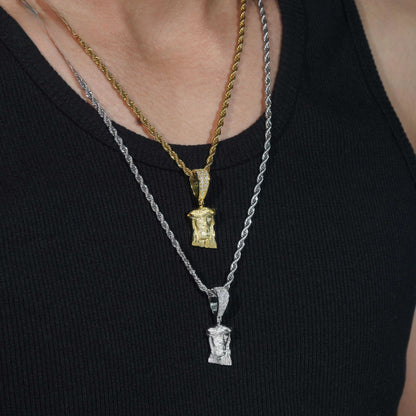 .925 SILVER MIINI JESUS WITH MOISSANITE BAIL PENDANT VTPT0001
