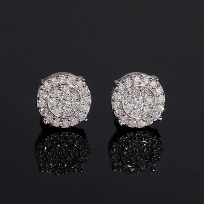 .925 SILVER CLUSTER ROUND CUT RADIANT HALO MOISSANITE STUD EARRING VTER1005