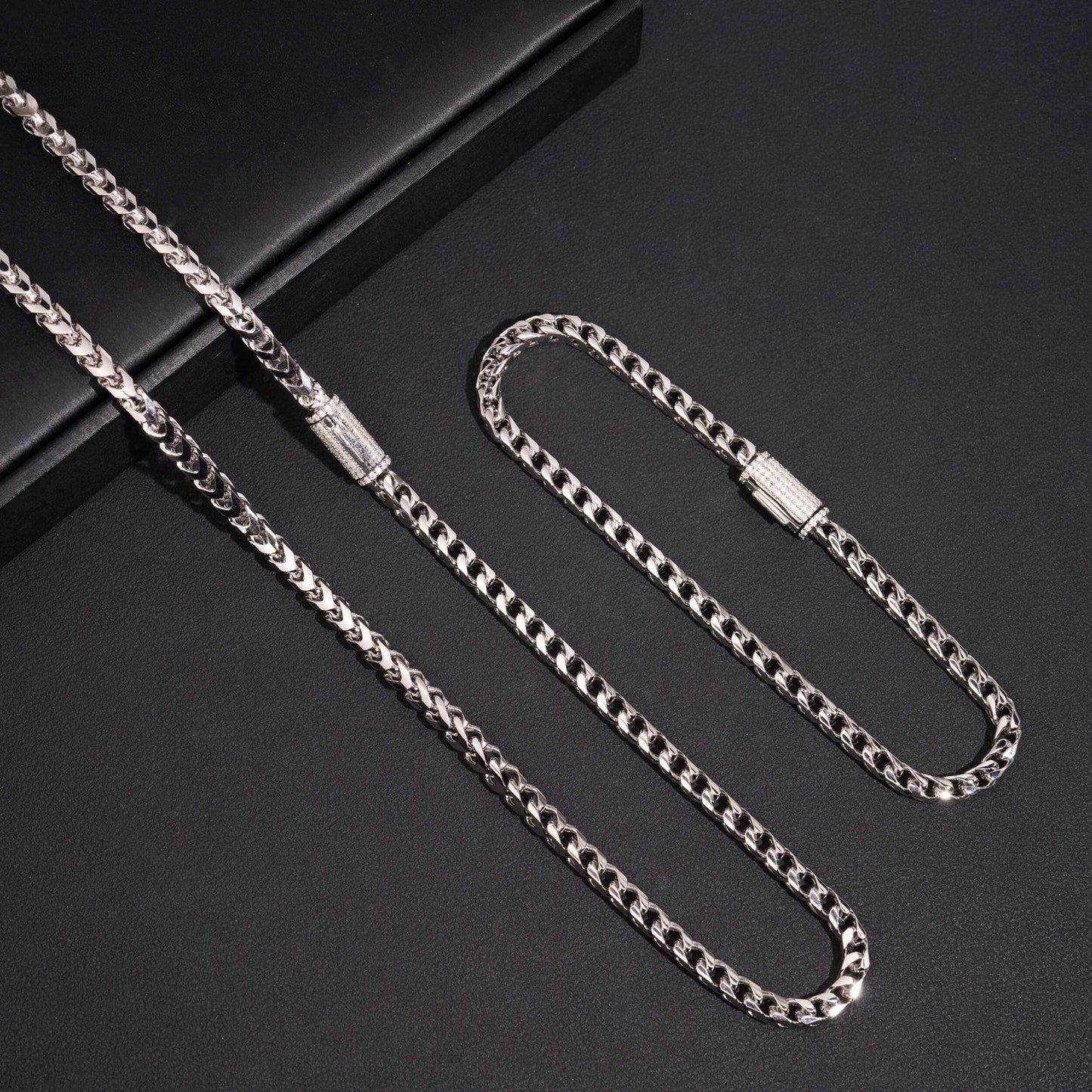 .925 SILVER FRANCO CHAIN WITH MOISSANITE CLASP 4MM VTNL2003