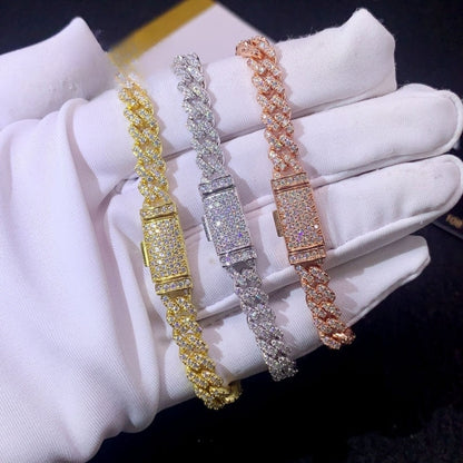 .925 SILVER CUBAN LINK ICED MOISSANITE BRACELET 6MM VTBL5001