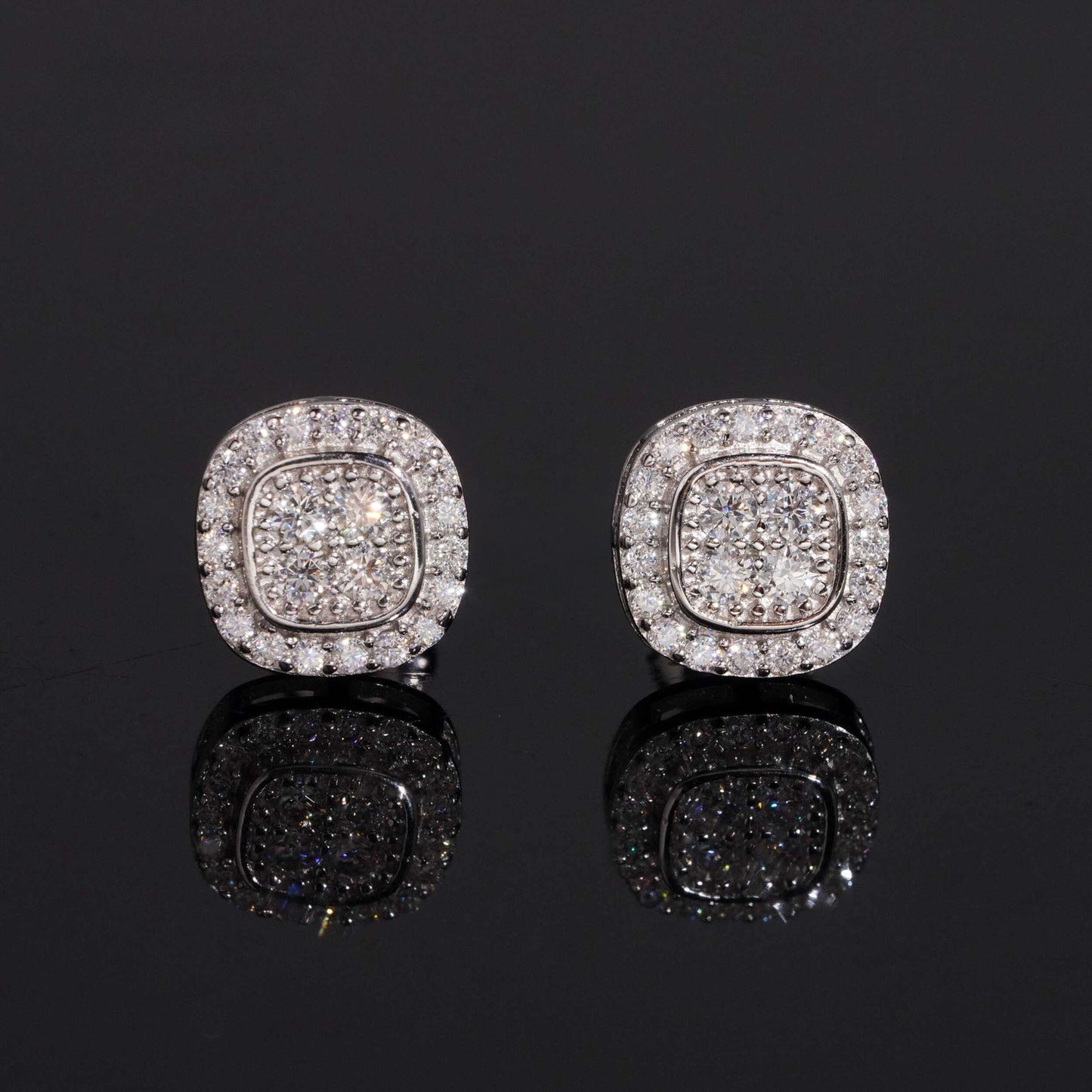 .925 SILVER CUSHION SHAPE ROUND CUT MOISSANITE STUD EARRING VTER1004