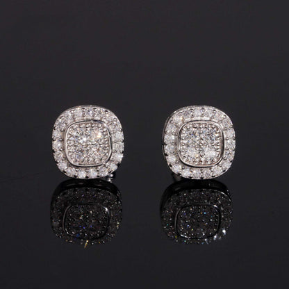 .925 SILVER CUSHION SHAPE ROUND CUT MOISSANITE STUD EARRING VTER1004