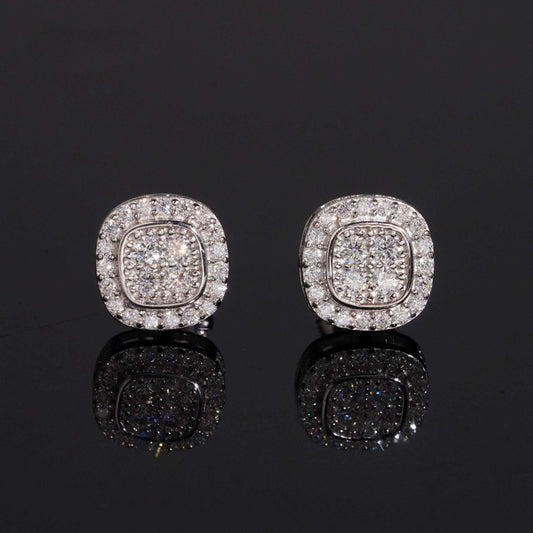 .925 SILVER CUSHION SHAPE ROUND CUT MOISSANITE STUD EARRING VTER1004