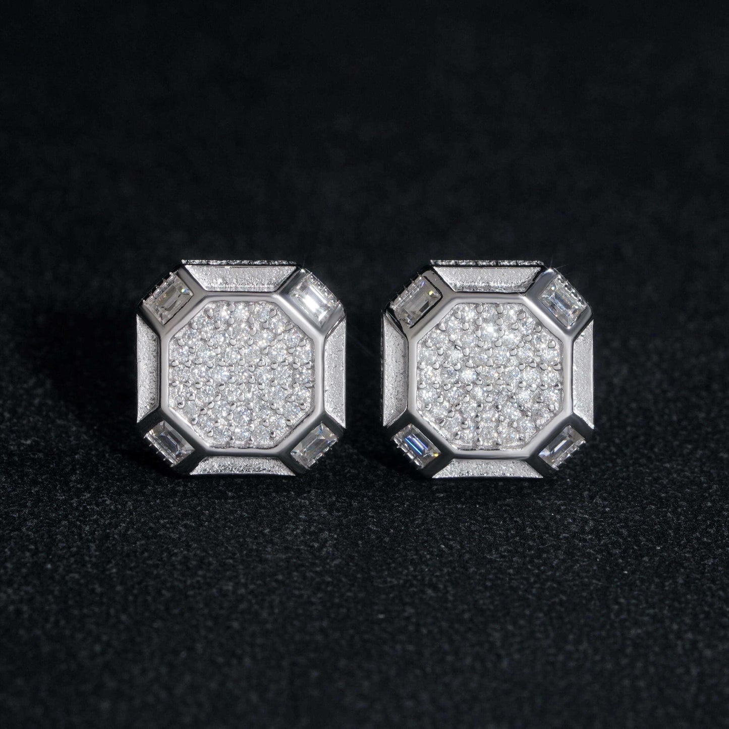 .925 SILVER OCTAGONAL SHAPED MOISSANITE STUD EARRING VTER1010