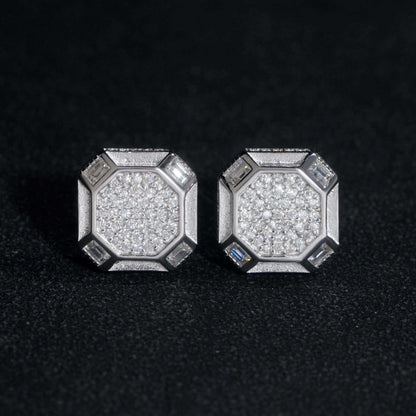 .925 SILVER OCTAGONAL SHAPED MOISSANITE STUD EARRING VTER1010