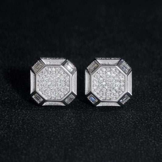 .925 SILVER OCTAGONAL SHAPED MOISSANITE STUD EARRING VTER1010
