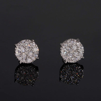 .925 SILVER CLUSTER ROUND CUT MOISSANITE STUD EARRING VTER1003
