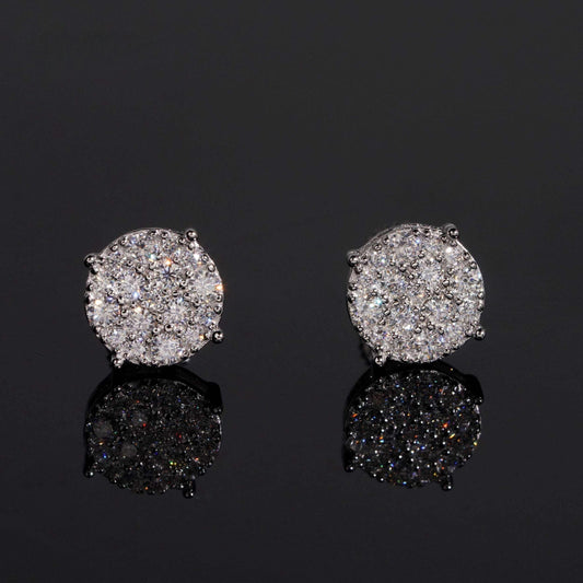.925 SILVER CLUSTER ROUND CUT MOISSANITE STUD EARRING VTER1003