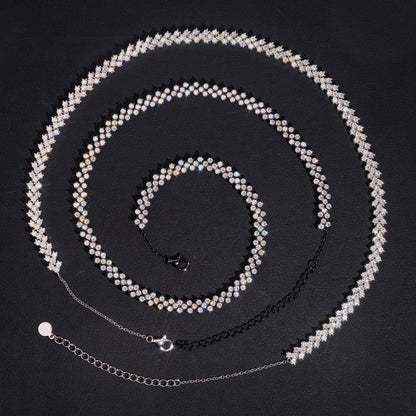 .925 SILVER MULTI-ROW ZIG-ZAG TENNIS MOISSANITE WOMEN'S NECKLACE VTNL3004