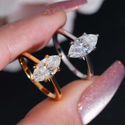 .925 SILVER MARQUISE CUT MOISSANITE ENGAGEMENT RING VTRG1006