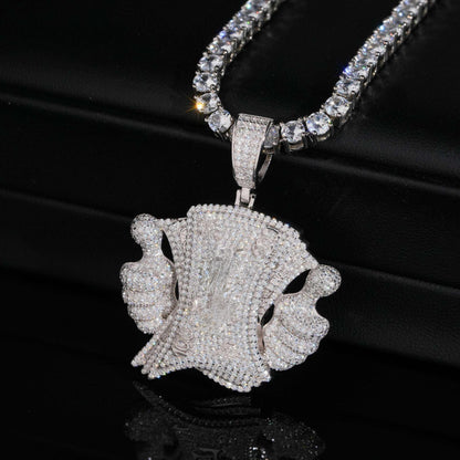 .925 SILVER THUMBS UP MONEY MOISSANITE PENDANT VTPT0005