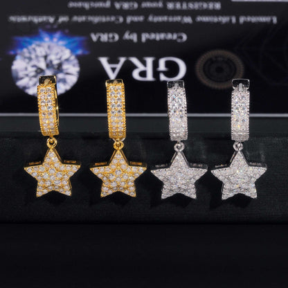 .925 SILVER STAR SHAPED MOISSANITE HOOP EARRING VTER1009