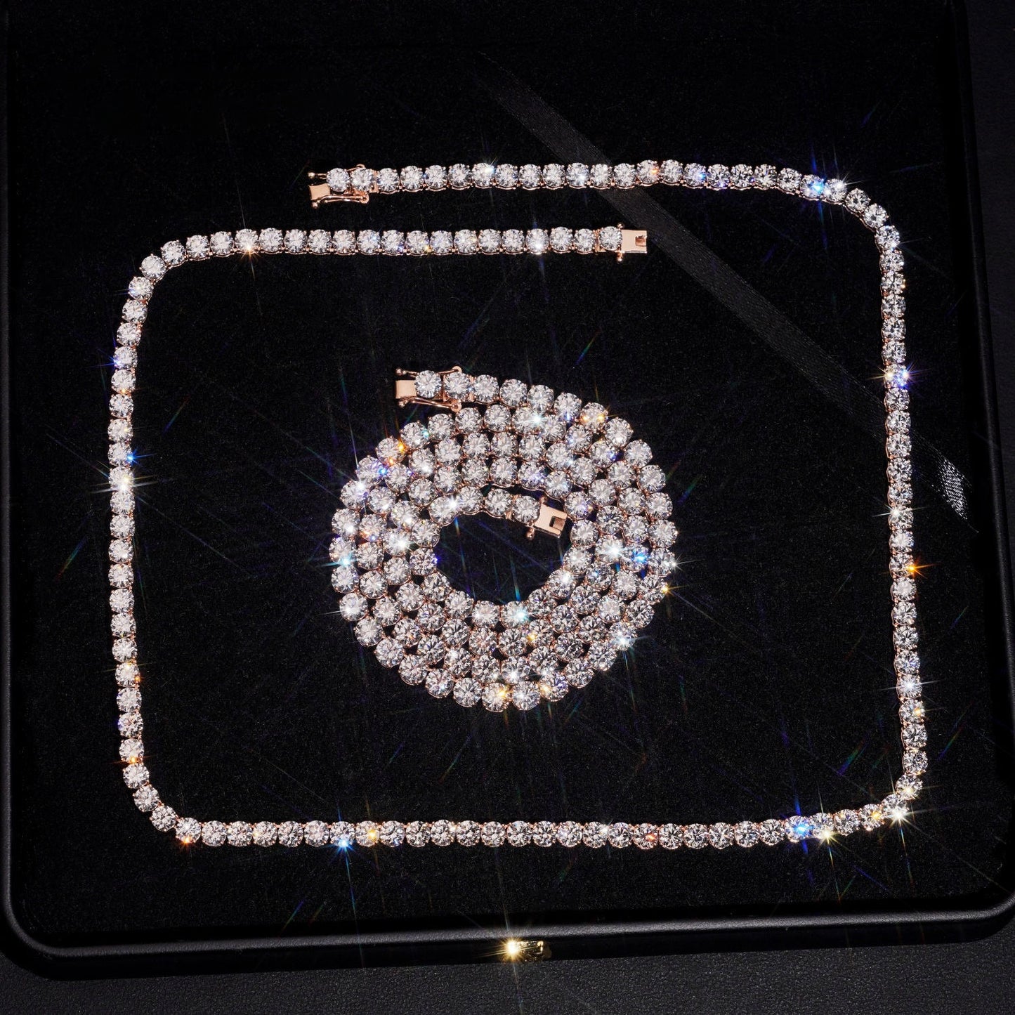 10K GOLD RD CUT MOISSANITE/LAB GROWN DIAMOND TENNIS CHAIN 2MM-5MM VTNL1007